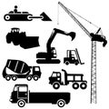 Construction machinery silhouettes