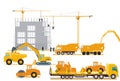 Construction machinery at the construction site, illustration Royalty Free Stock Photo