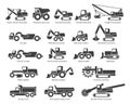 Construction machinery vector icons set