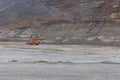 Construction machinery works on quarry mining in the Khibiny mountains, Kola Peninsula