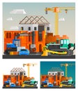 Construction And Machines Compositions Set Royalty Free Stock Photo