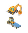 Construction Machines Excavator and Transport