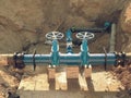 Construction of main City water supply pipeline underground. Royalty Free Stock Photo