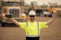 construction man engineer supervisor at building construction area outdoor