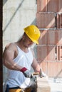 Construction Man Hitting Wood With Hammer Royalty Free Stock Photo