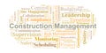 Construction Management Word Cloud. Core Concepts for Project Delivery and Oversight Royalty Free Stock Photo