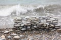 Construction of many pebbles on a sea coast Royalty Free Stock Photo