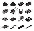 Construction material black set icon. Vector illustration building material on white background . Isolated black set