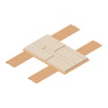 Construction material icon isometric vector. Fragment street tile mounting plate