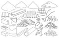 Construction material isolated outline set icon. outline vector set icon building tools. Vector illustration Royalty Free Stock Photo