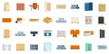 Construction materials icons set flat vector isolated Royalty Free Stock Photo