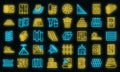 Construction materials icons set vector neon Royalty Free Stock Photo