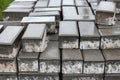 Construction materials stacked at a building site with concrete bricks ready for use Royalty Free Stock Photo