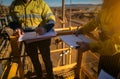 Miner workers are signing of the permit on the opening field