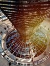 Construction of mirror modern skylight in Reichstag, Berlin