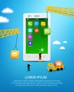 Construction mobile phone, smartphone user interface engineering and mobile application development Royalty Free Stock Photo