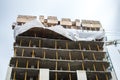 Construction of the modern condo buildings with huge windows and balconies in Montreal Royalty Free Stock Photo