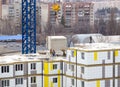 Construction of a multi-storey building from ready-made modules Royalty Free Stock Photo