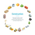 Construction of Multistory Building Concept Banner Card Circle 3d Isometric View. Vector