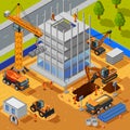Construction Of Multistory Building Isometric Concept