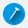Construction nail icon on blue background. Flat image with long shadow Royalty Free Stock Photo