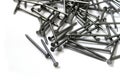 Construction nails, a large amount of nails on a white background Royalty Free Stock Photo