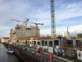 Construction of new apartment buildings along Motlawa river in Gdansk