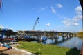 The Construction of a New Bridge Nearly Built Royalty Free Stock Photo