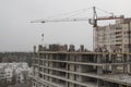 Construction of a multi-storey building, a crane at a construction site Royalty Free Stock Photo