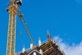 Construction of new building with reinforced concrete floors, blue sky copy space Royalty Free Stock Photo