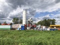 Construction of a new concrete mixing plant, technological complex Royalty Free Stock Photo