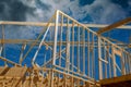 During construction of a new home, a framing beam stick was used to support framework Royalty Free Stock Photo