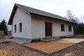 Construction of a new house, construction work building insulation, paving stones, roof laying, etc.