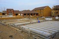 Construction of new houses with foundations