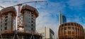 Construction of a new library of trees in the island district. In the architectural redevelopment project Royalty Free Stock Photo