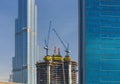 Construction of new modern skyscraper in luxury Dubai city,United Arab Emirates