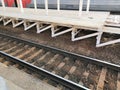 Construction of a new railway platform and reconstruction of the railway for the launch of the Moscow Central Diameters MCD Royalty Free Stock Photo