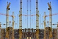 Construction of new residential buildings against the sky .