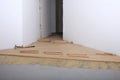 Construction in a new room installation of parquet