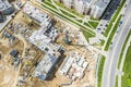 Construction of new school building in a residential area. aerial view Royalty Free Stock Photo