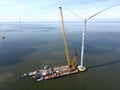 Construction of an offshore windpark Royalty Free Stock Photo