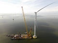 Construction of an offshore windpark Royalty Free Stock Photo