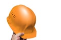 Construction helmet, head protection in hand men