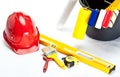 Construction (painting) tools and hardhat