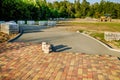 Construction of pavement of coloured concrete blocks