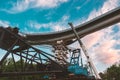 Construction of a pedestrian glass bridge Klitschko in Kyiv