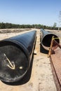 Construction of the pipeline of liquefied natural gas from the LNG terminal at Swinoujscie in Poland, Silesia Royalty Free Stock Photo