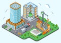 Construction place city concept modern trendy flat 3d isometric Royalty Free Stock Photo