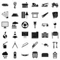 Construction place icons set, simple style