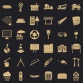 Construction place icons set, simple style